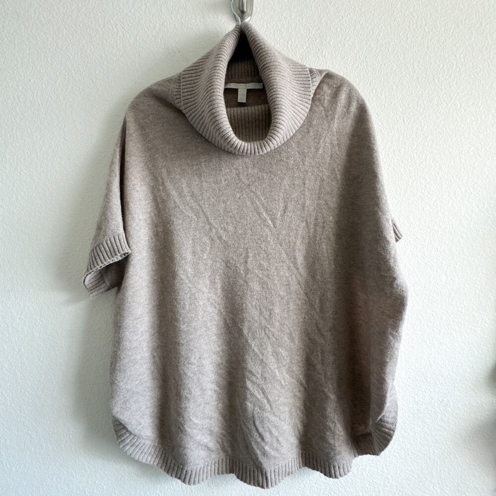 Nordstrom Collection 100% Cashmere Poncho Turtleneck One Size Taupe